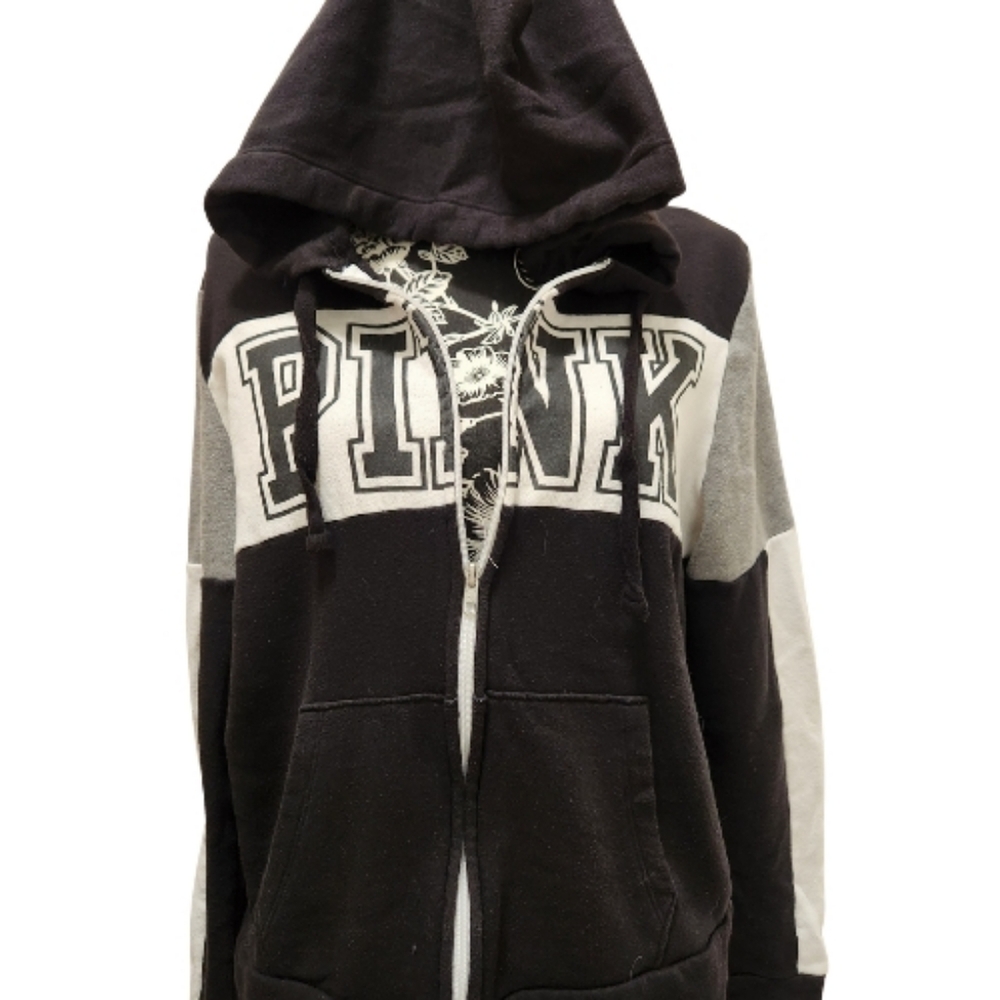 Victorias Secret Black & White Zip-up Hoodie